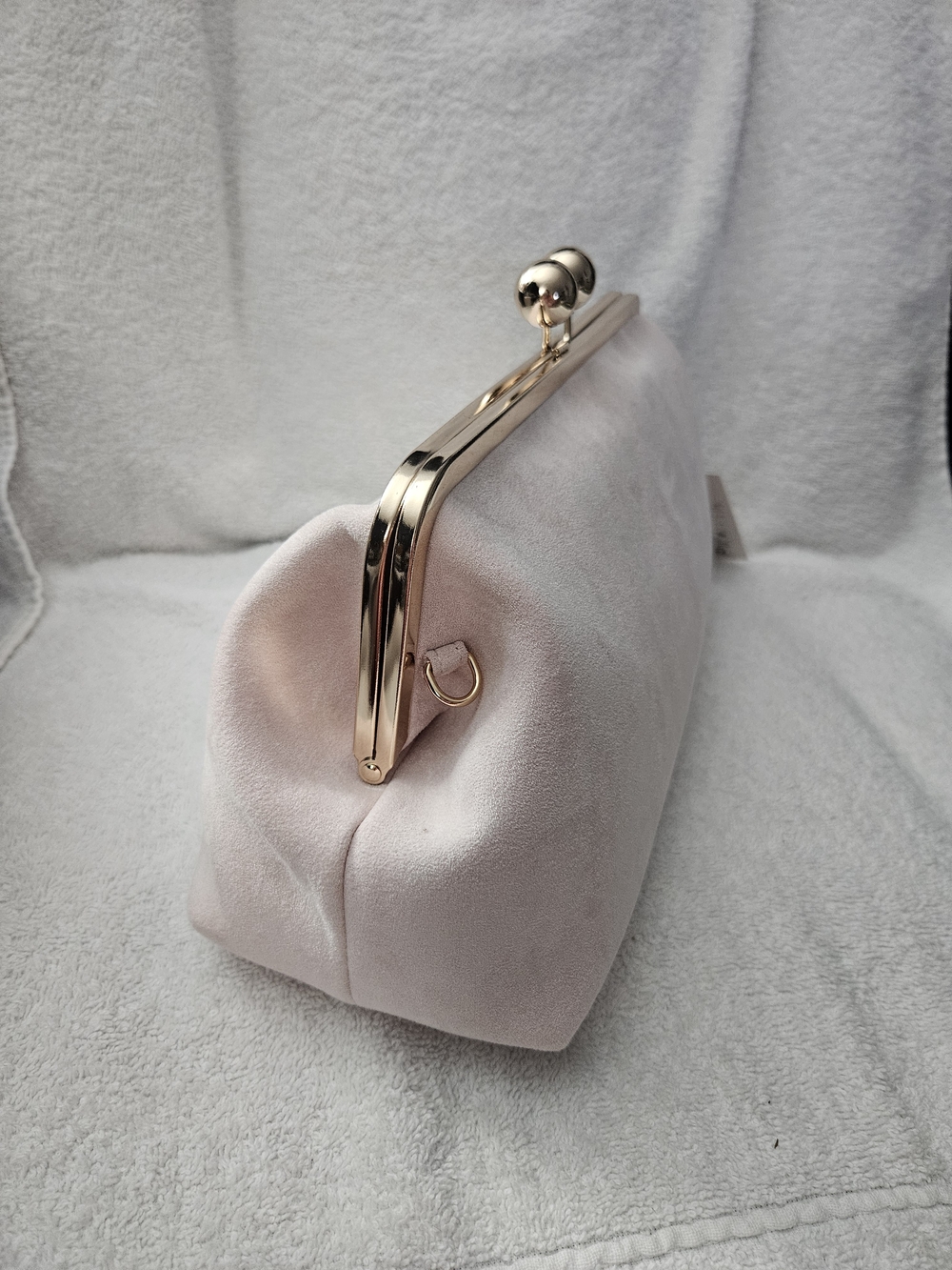 A New Day Suede Kiss Lock Clutch Bag Light Pink Blush Evening Purse NWT - Picture 3 of 11